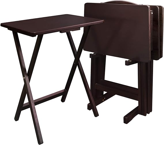 5 Piece Tray Table Set, Espresso