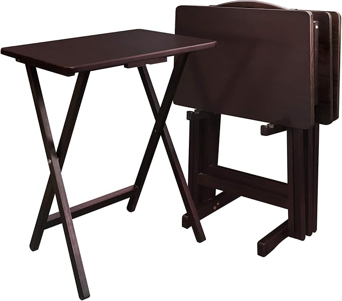 NaturWood 5-Piece Solid Wood Folding TV Tray Table Set with Storage Stand