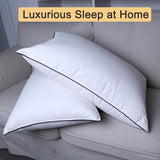 Set of 2 Luxury Down Fiber Pillow - Soft Down Fiber Pillows for Sleeping Breathable