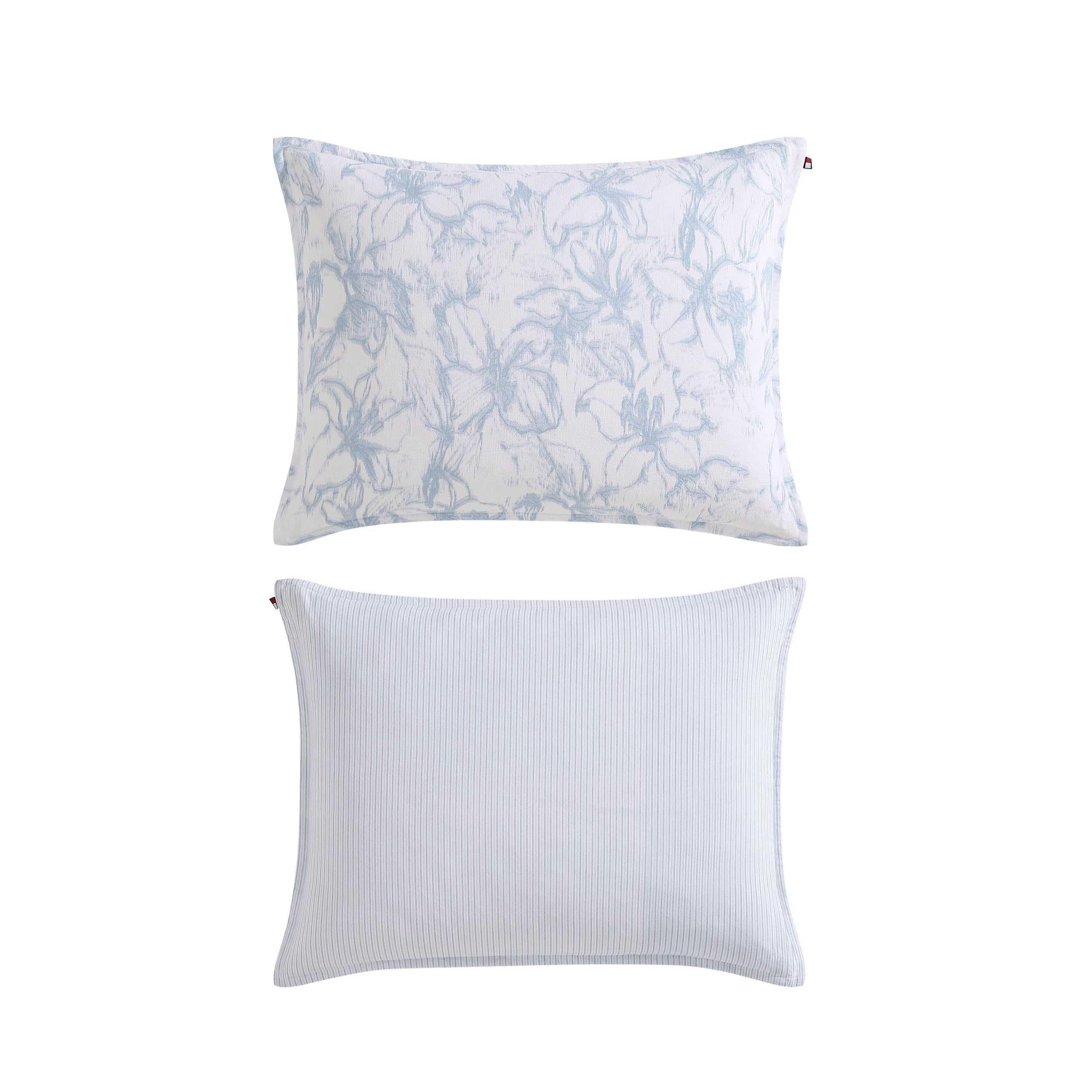 Ethereal Floral Blue Comforter Set - Soft Cotton Slub Bedding with Shams, Full/Queen