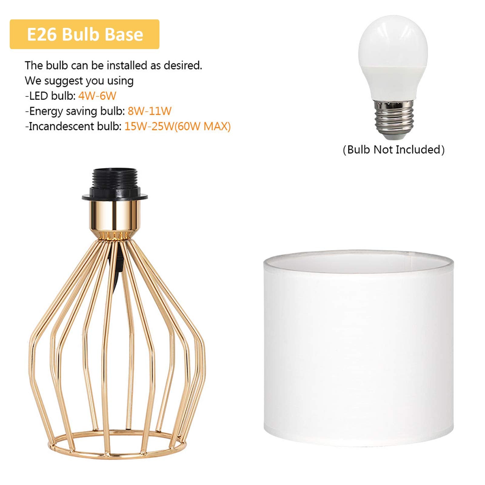 Gold Table Lamp - Modern Style Desk Lamp with Hollowed Out Base Linen Fabric Shade,