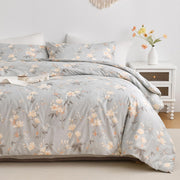 King Size Comforter Set 100% Cotton Floral Bedding Comforter Sets with Light
