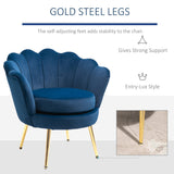 HOMCOM Elegant Velvet Fabric Accent Chair/Leisure Club Chair with Gold Metal Legs for Living Room, Blue