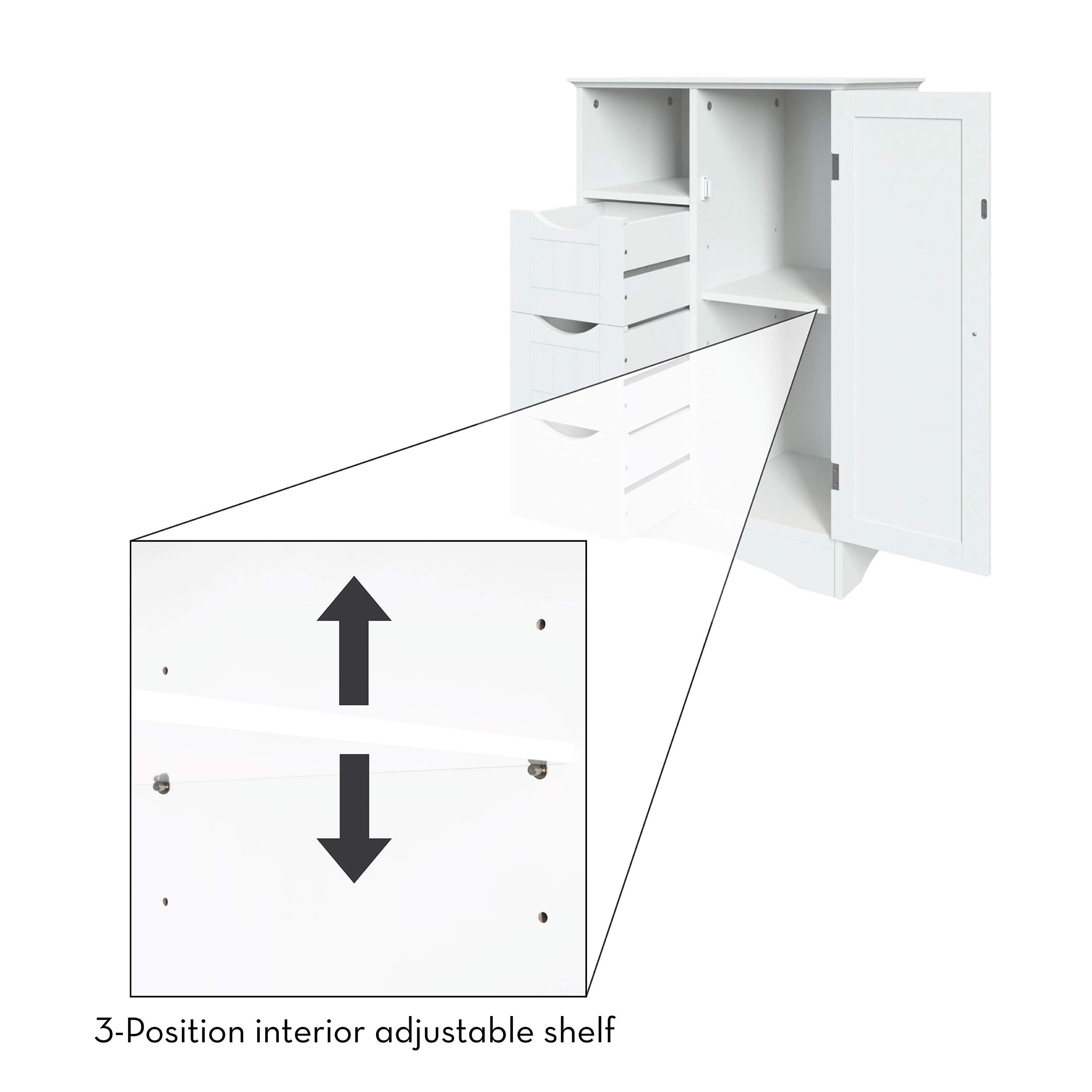 Ashland 1-Door, 3-Drawer Floor Cabinet, One Size, White