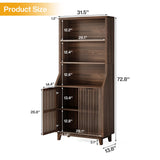 Tribesigns Industrial Bookcase with Doors, 5-Tier Tall Bookshelf with Storage Cabinet, Wood Library Bookcase Display Shelves with Adjustable Shelf for Home Office, Living Room