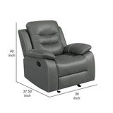 Glider Recliner Chair, Dark Gray Microfiber Leather, Tufted