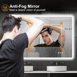 36x28 LED Bathroom Mirror with Bluetooth Speaker & Anti-Fog