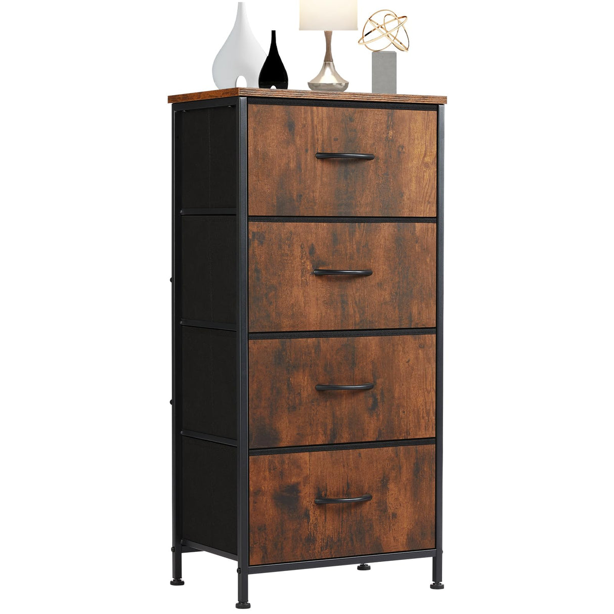 Elevon Dresser for Bedroom with 4 Drawers, Storage Drawers, Skinny Fabric Storage Tower, Tower Organizer Unit, Chest of Drawers with Wooden Top for Closet, Living Room, Entryway