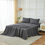 King Size Sheets Set, 4 Piece Microfiber Grey Bed Sheets King Set,Hotel Luxury Super