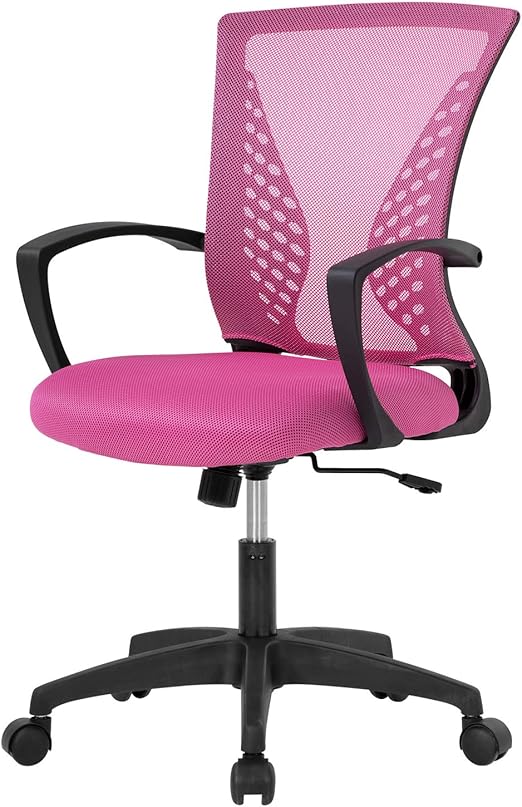 Home Office Chair Mid Back PC Swivel Lumbar Support Adjustable Desk Task Computer Ergonomic Comfortable Mesh Chair