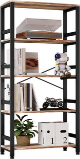 Bookshelves and Bookcases, 31.5in Wide Shelf 5-Tier Ladder Shelf 110lbs/shelf Vintage Industrial Style