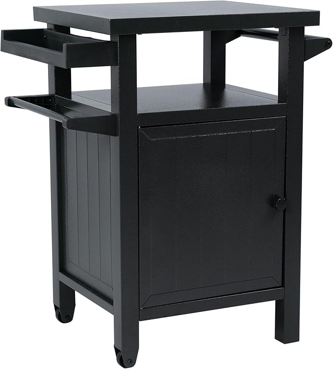 BBQ Grill Storage Cart/Bin, Grill Carts Outdoor Storage Cabinet with Wheels