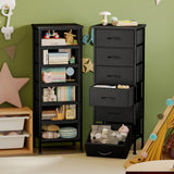 Black Tall Dresser for Bedroom, Storage Dresser Organizer with 6 Fabric Drawers