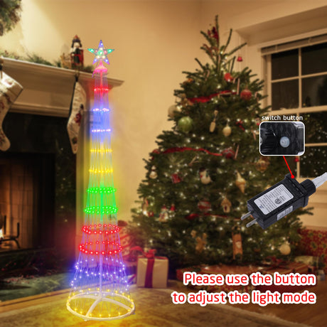 7FT Lighted Outdoor Christmas Tree, 260 LED RGB Color Changing Christmas