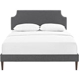 Laura Fabric Platform Bed with Squared Tapered Legs, King, Gray