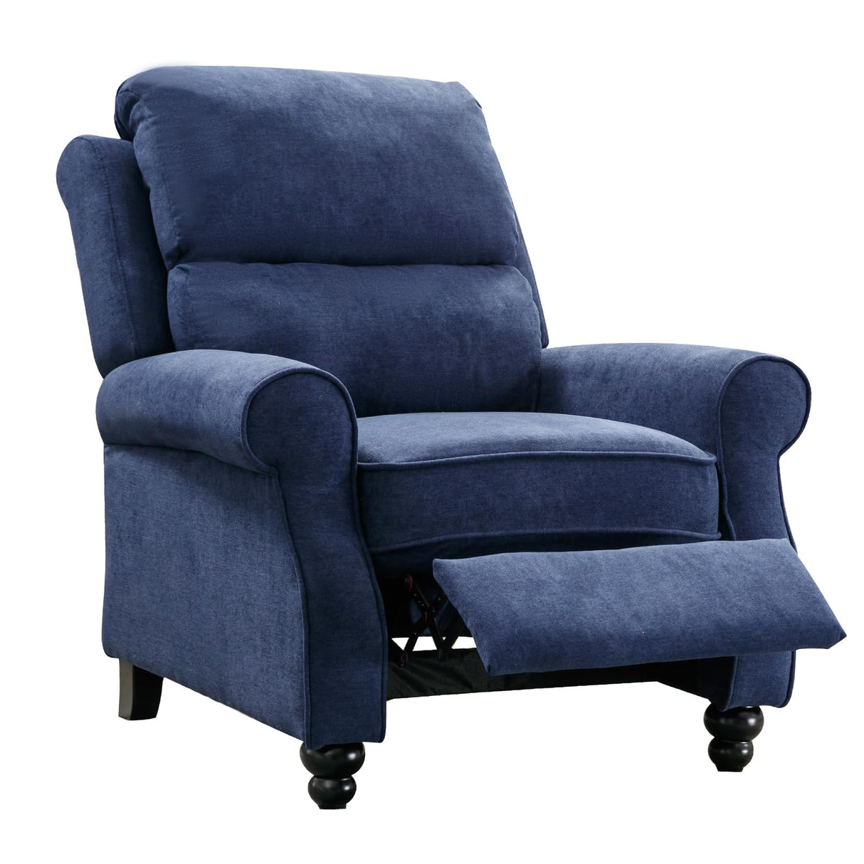 Bonzy Home Navy Blue Pushback Recliner Chair for Adults, Manual Fabric Accent Chair Recliner for Living Room Bedroom