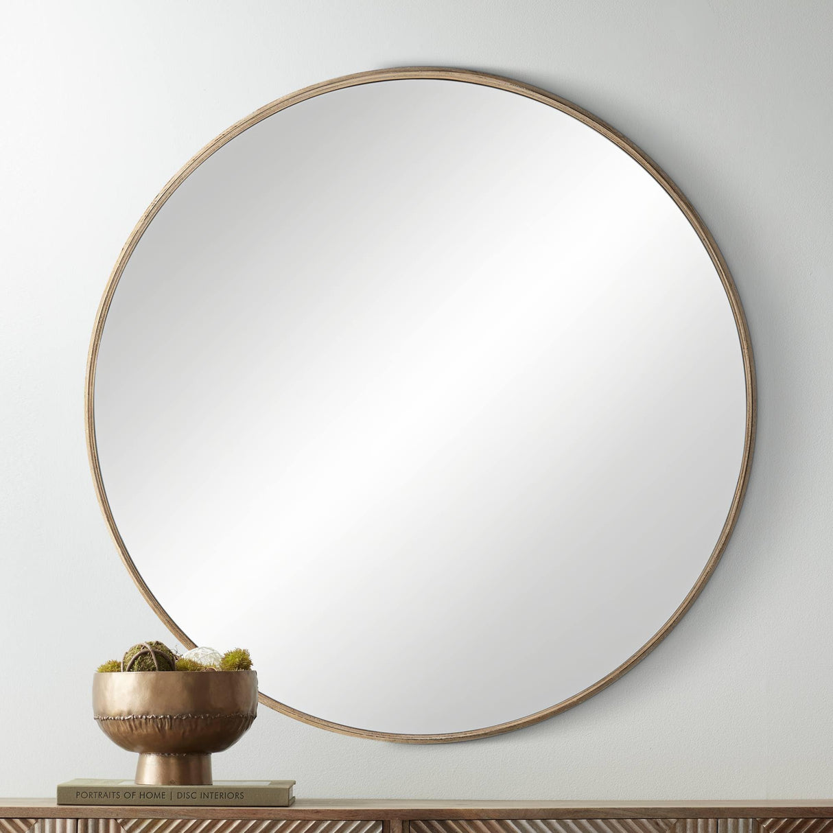 Mystic Matte Natural 33" Round Wall Mirror