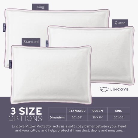 Cotton Sateen Pillow Protector Cover - Zipper Pillow Cover - 500 Thread Count Luxury Cotton - Zippered Dust Pillow Protector Bed Pillow Case, Standard, 20”x26”