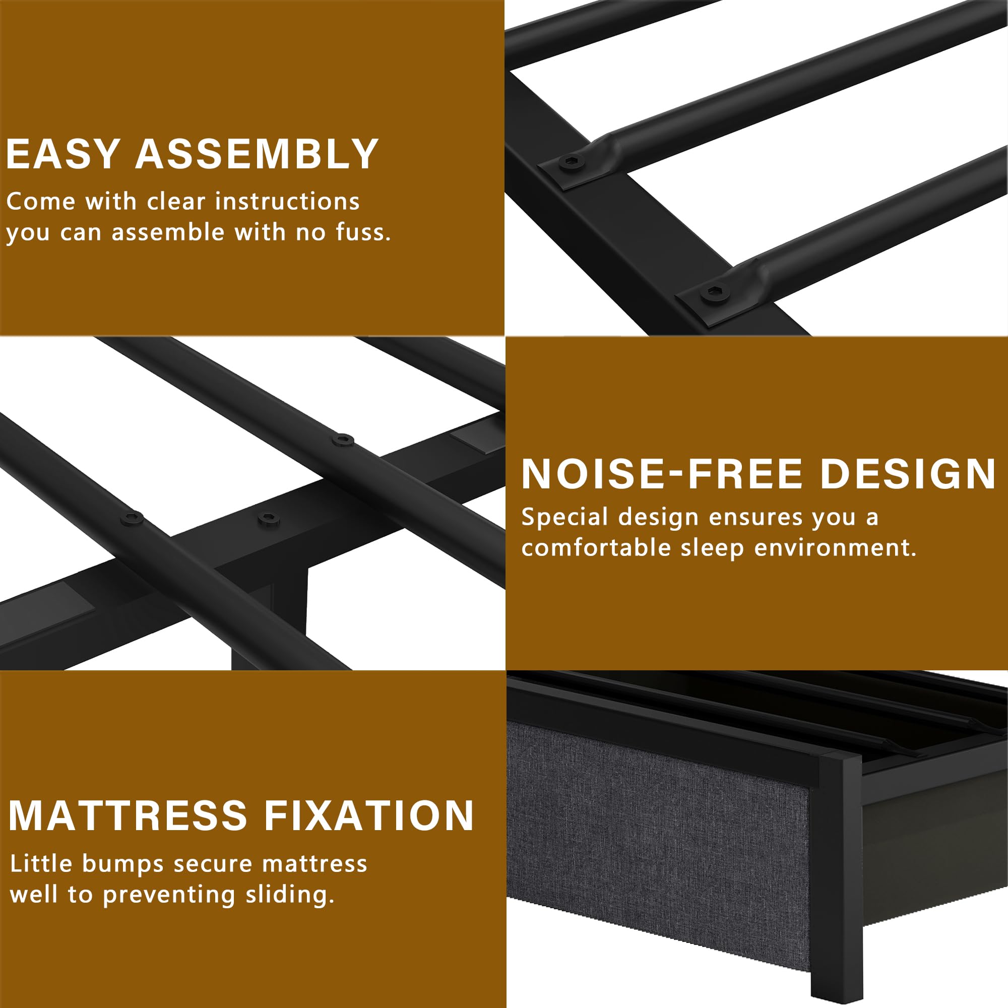 Fastroby LED Bed Frame Queen Size with Storage, Upholstered Queen Bed Frame with 2-Tier Charged Headboard and Drawers, 6-Side-Storage, Dark Grey