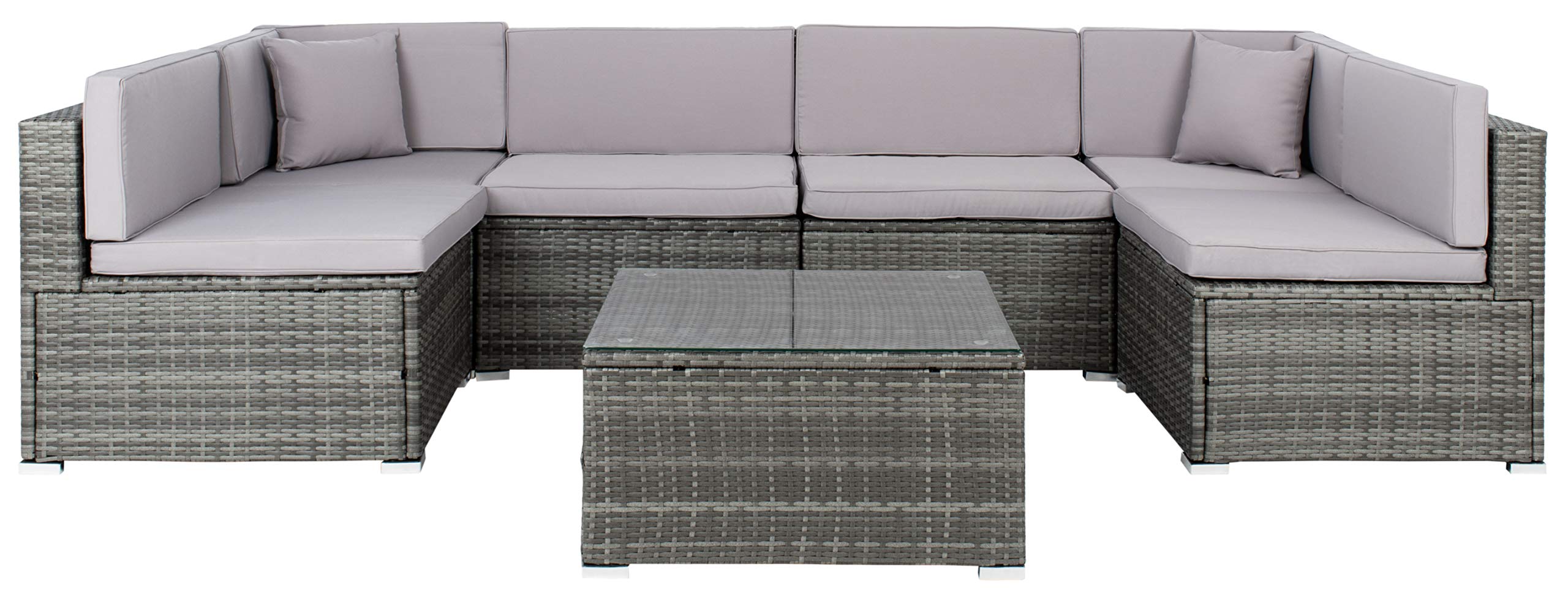 PAT7510B-2BX Collection Sectional Diona Grey Outdoor Living Patio Set, Grey/Grey