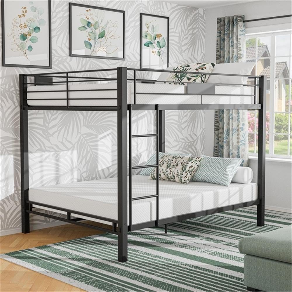 Rivell Metal Queen Over Queen Bunk Bed in Black