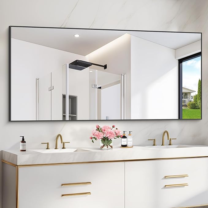Black Bathroom Mirror for Wall,  Rectangle Mirrors
