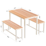 Dining Table Set for 4 Kitchen Table Set with 2 Dining Benches, 3 Piece Farmhouse Dining