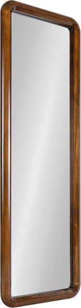 Pao Mid-Century Panel Wood Framed Wall Mirror, 16 x 48, Walnut Brown