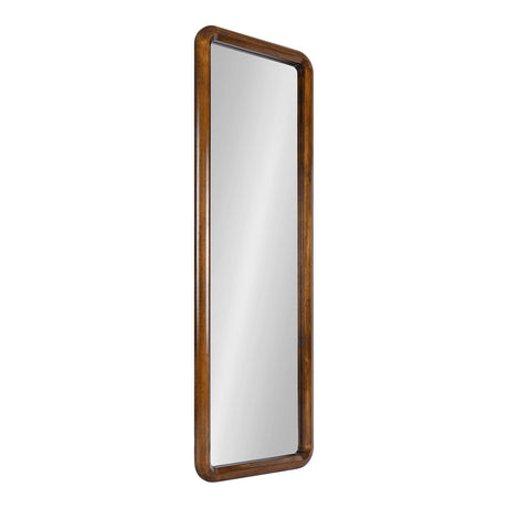 Pao Mid-Century Panel Wood Framed Wall Mirror, 16 x 48, Walnut Brown