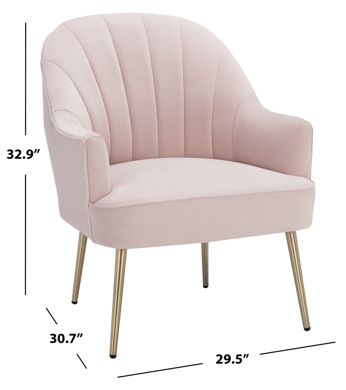 Safavieh Home Collection Areli Light Pink Velvet/Gold Accent Chair ACH4004B