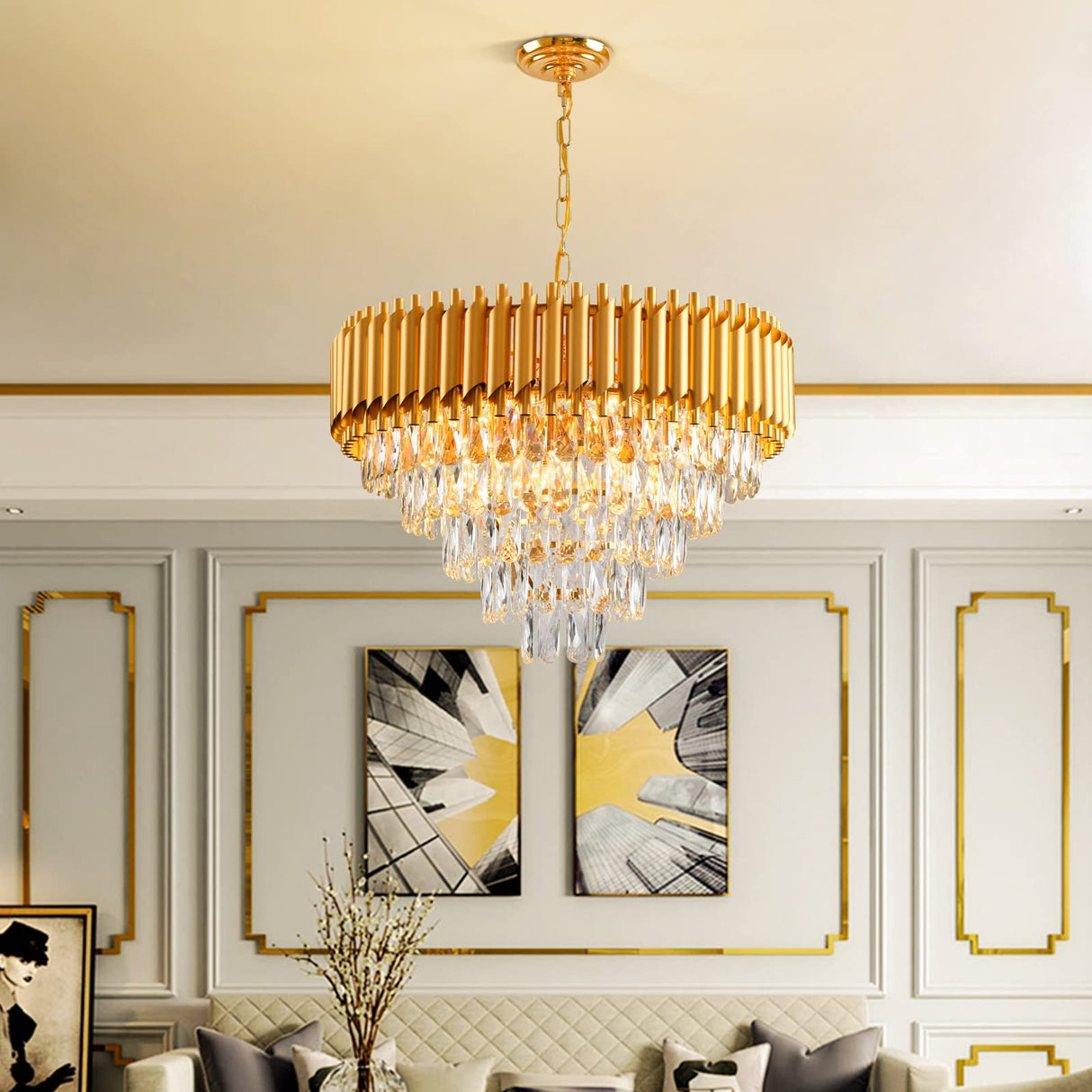 Modern Crystal Chandelier 12 Lights Gold Chandeliers for Dining Room Chandeliers Crystal Living Room