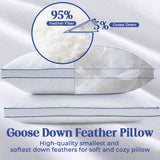 King Size Pillows Set of 2, Feather Down Pillow Bed Sleeping Pillow, Cotton Shell Gusset