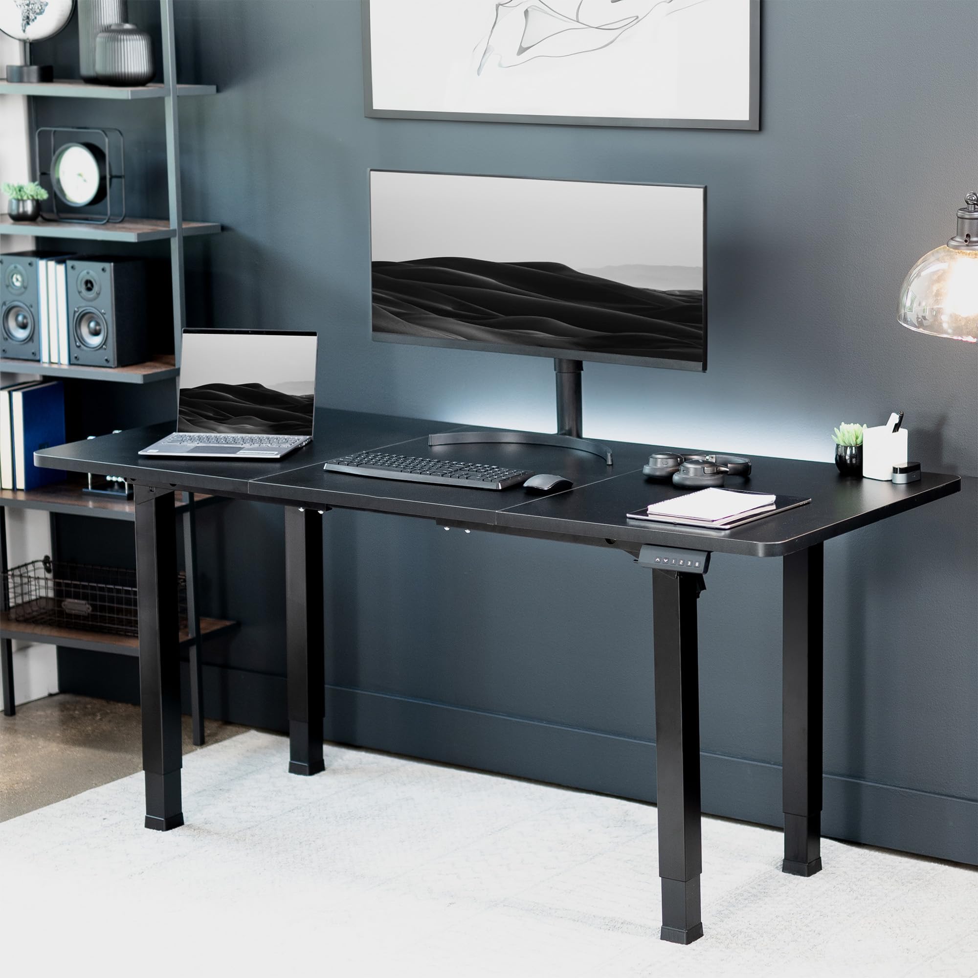 Electric Height Adjustable 71 x 30 inch Memory Stand Up Desk, Black Extra Deep Table Top