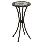 Fudwick Mosaic Tile Top Side Table in Brown Metal 12" Round