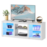 TV Stand for 65-Inch TV, 58-Inch Entertainment Center with Adjustable Glass Shelves,