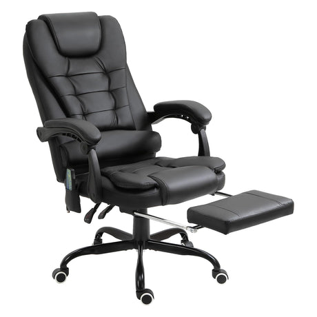 Massage Computer Chair with Padded seat and Adjustable Height - Black PU Leather