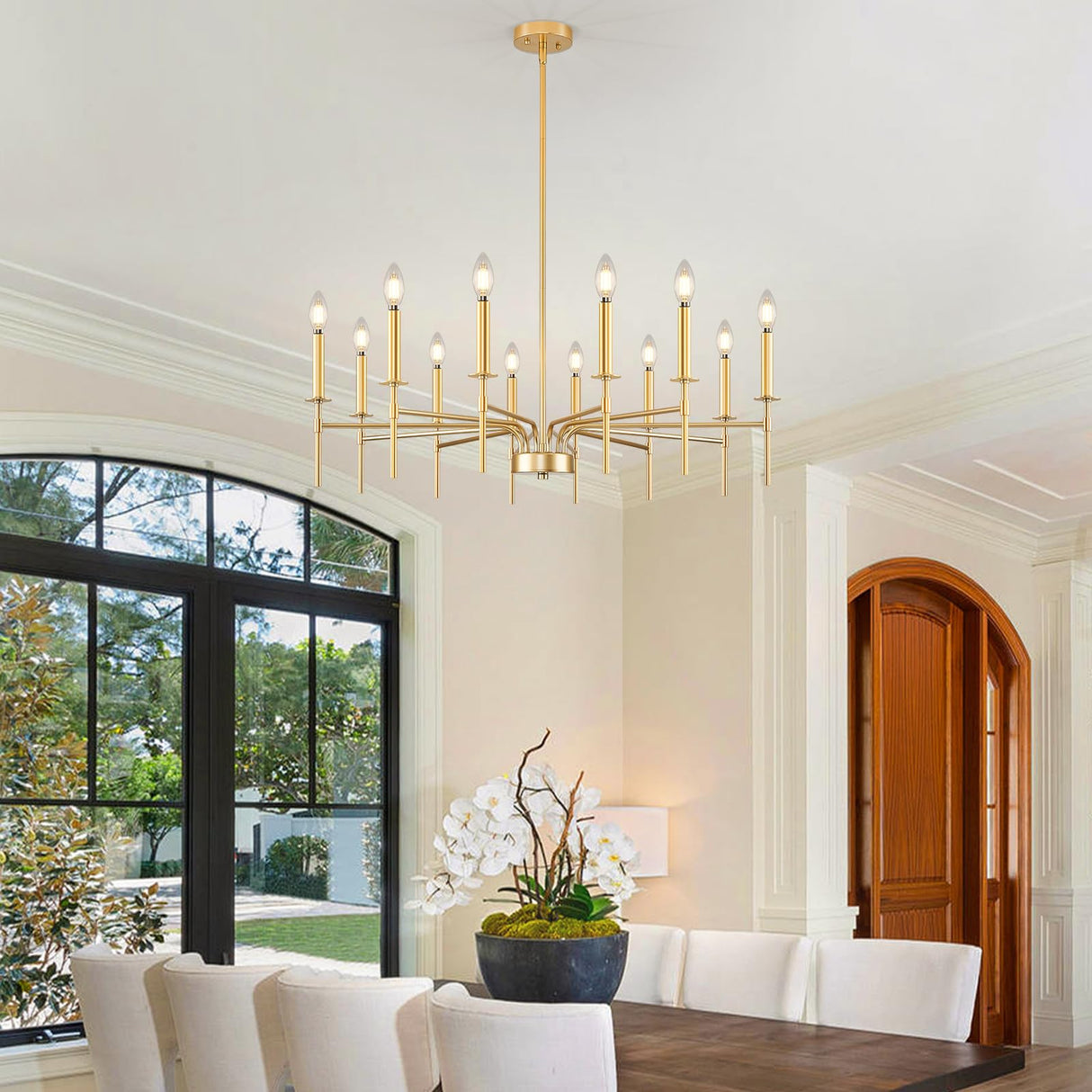 12 Light Gold Chandelier Light Fixture, Modern Farmhouse Chandeliers