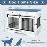 Double Dog Crate Furniture with Storage Drawers & Sliding Barn Door