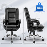 Black Executive Office Chair Heated Office Chair with 4 Points Vibration Massage