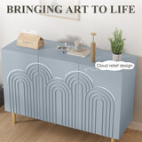 47" Sideboard Buffet Cabinet with Cloud Relief, Accent Cabinet with 3 Doors