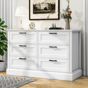 White 6 Drawer Dresser for Bedroom, Modern Chest of Drawers with Deep Drawers