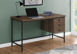 Industrial Computer Desk 3 Drawers Metal Frame Rectangular Laptop Study Table