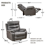 Dual OKIN Motor Power Recliner Chairs Swivel Rocker Recliner with One-key Reset Button