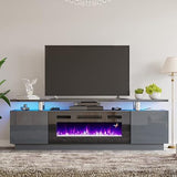 Fireplace TV Stand with 36" Fireplace, 70" Modern High Gloss Fireplace Entertainment