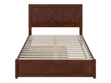 Clayton Full Platform Bed with Panel Footboard and Twin Trundle, Walnut