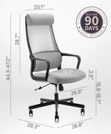 High Back Office Chair Modern Home Swivel Computer Task Chair with Armrests Padded