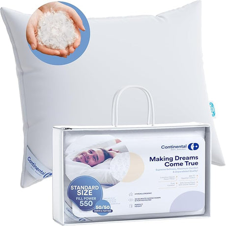 Comfort and Support 50/50 Pillow, Super Standard (Pack of 2), White 2 Count