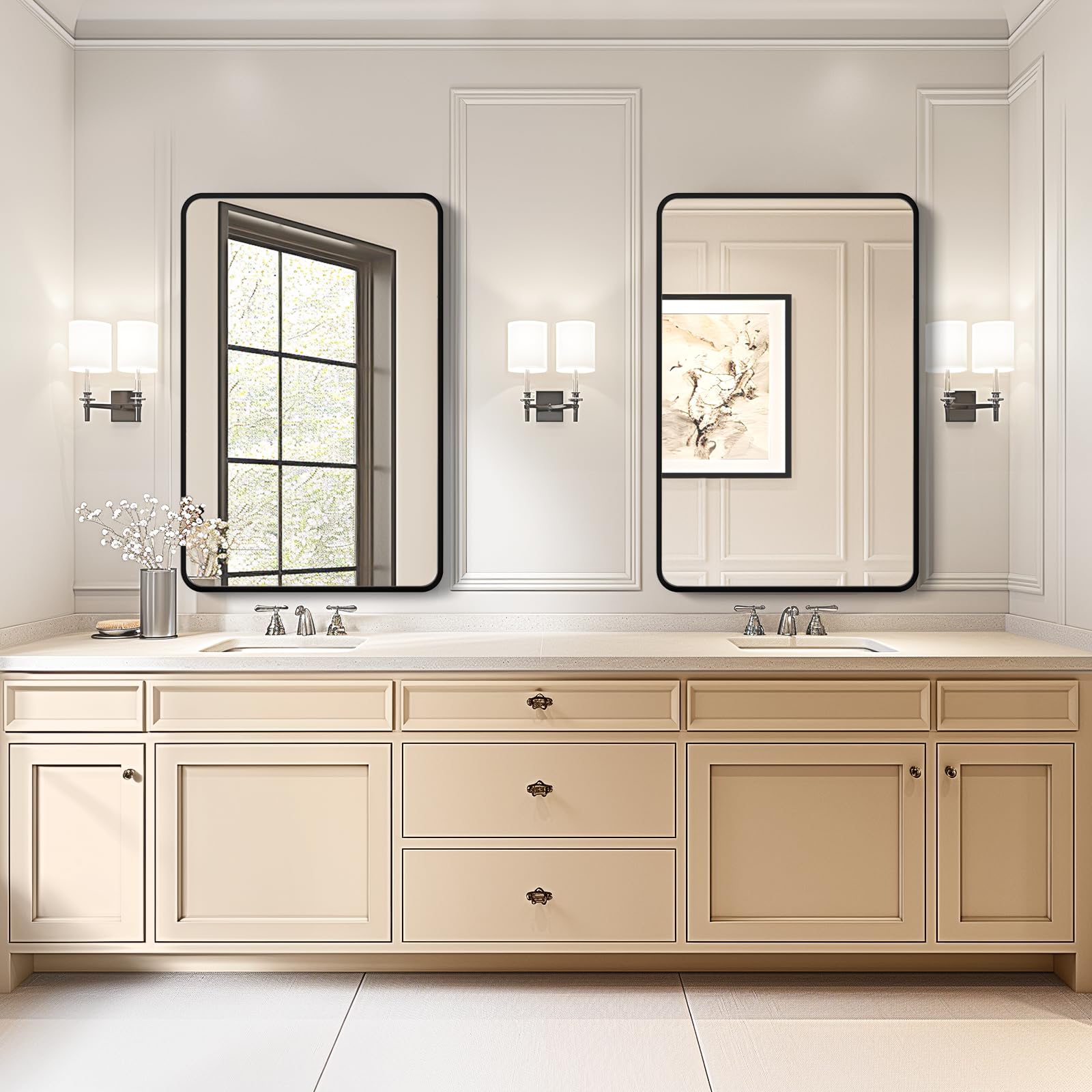 Black Bathroom Mirrors  Metal Frame Rectangle Mirror