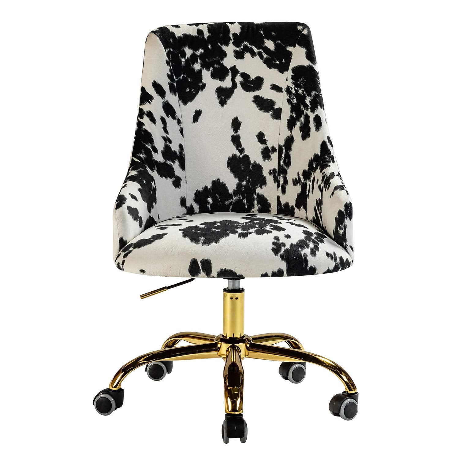 Upholstered Desk Chair with Wheels - Adjustable Swivel Fabric Task Chair
