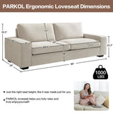 PARKOL 88" Modern Loveseat Sofa, 3 Seater Couch with Removeable and Washable Cushion Cover, Chenille Love Seat for Living Room, Apartment and Small Space, Easy to Install (Beige)